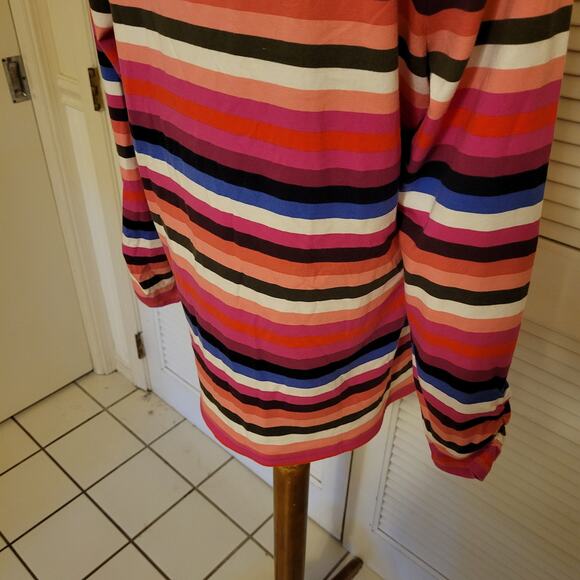 Striped Long Sleeve Cotton Modal Talbots XL Petite Pink Purple Brown Stretchy - Picture 3 of 7
